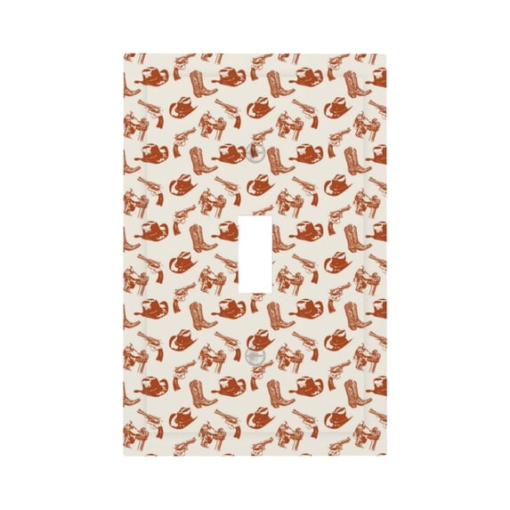 Fotbe Cowboy Western Print Duplex Receptacle Wall Plate, 1-Gang 5.0" x3.0" Wall Outlet Covers, Dual Outlet Faceplates Covers, Color-matched Screws Included-Style T