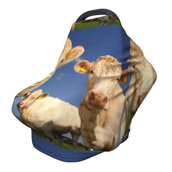 Fotbe Cows Cattles Pattern Car Seat Covers for Babies, Nursing Breastfeeding Cover Infant Carseat Canopy, Soft Stretchy Carrier Cover