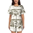 thumbnail image 1 of Fotbe Cows Grazing On The Meadow 1 Print Pajama Set for Women 2 Piece Loungewear Short Sleeve Tops and Shorts Set Soft Sleepwear-X-Large, 1 of 7
