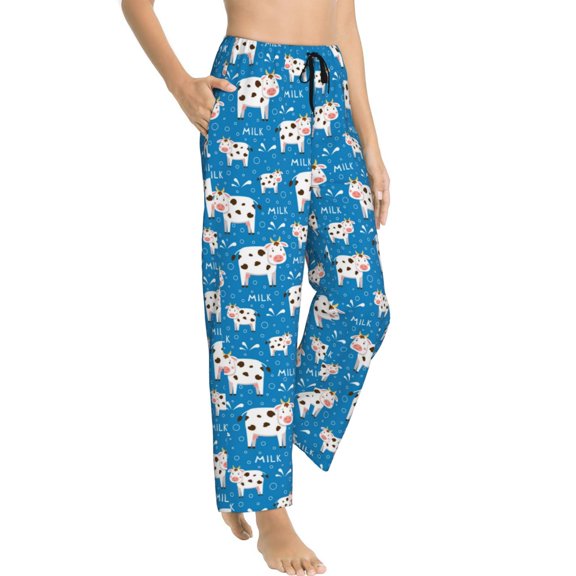 Fotbe Cows Milk Women's Pajama Pants,Sleepwear Pants,Pj Bottoms Drawstring And Pockets-Small