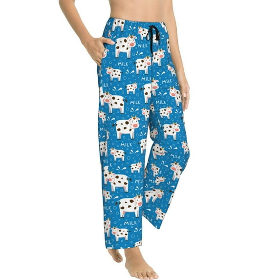 Fotbe Cows Milk Women's Pajama Pants,Sleepwear Pants,Pj Bottoms Drawstring And Pockets-Small