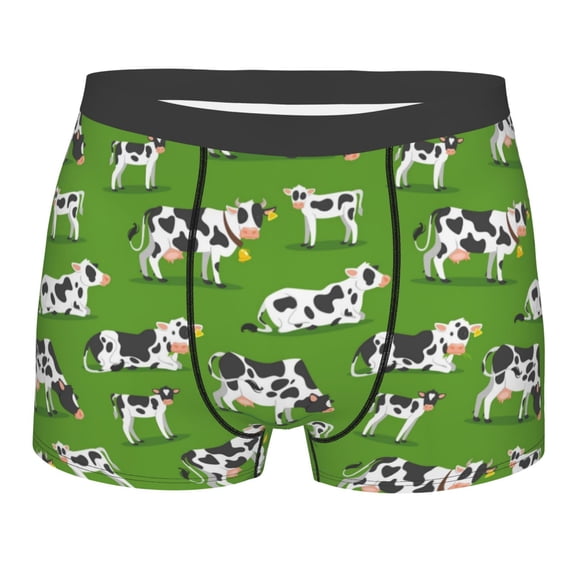Fotbe Cows With Calfs Green Men’s Total Support Pouch Boxer Briefs, X-Temp Cooling, Moisture-Wicking Underwear, Regular, Long-leg and Trunk-Large