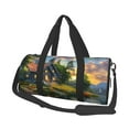 thumbnail image 1 of Fotbe Cozy Cottage Lakeside Sunset Pattern Foldable Sports Gym Bag with Wet Dry Pocket, Ultralight Travel Bag, Large Capacity Duffel Bag, Splash Proof Carry on Bag, Overnight Bag, Weekender Bag, 1 of 8