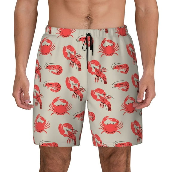 Fotbe Crab Lobster 1 Men’s Swim Trunks Quick Dry Swim Shorts Board Shorts with Mesh Lining-XX-Large
