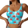 thumbnail image 1 of Fotbe Crab Swims In The Ocean Pattern Womens' Sports Bra Longline Wirefree Padded with Medium Support Sports Moisture-Wicking Workou Vest,Tank Top-, 1 of 7