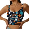 thumbnail image 1 of Fotbe Creative Transport Pattern Womens' Sports Bra Longline Wirefree Padded with Medium Support Sports Moisture-Wicking Workou Vest,Tank Top-Large, 1 of 7