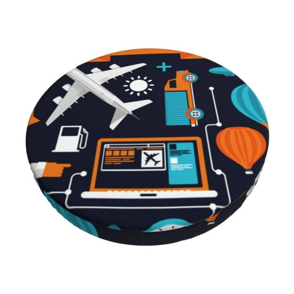 Fotbe Creative Transport Stool Covers Round,Waterproof Round Bar Stool Covers Bar Chair Covers Washable Stool Cushion Slipcover for 12-14 Inch Chair-