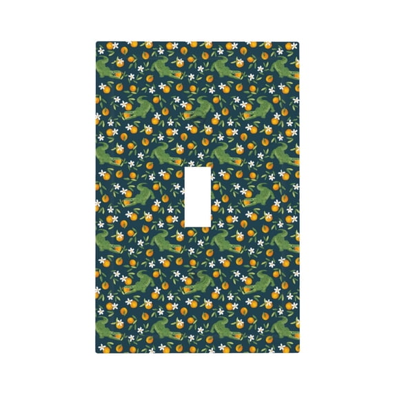 Fotbe Crocodile And Oranges Print Duplex Receptacle Wall Plate, 1-Gang 5.0" x3.0" Wall Outlet Covers, Dual Outlet Faceplates Covers, Color-matched Screws Included-Style T