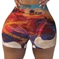 thumbnail image 1 of Fotbe Cultural Silhouette Journey Seamless Shorts, Womens Workout Shorts High Waist Stretch Booty Short for Gym/Yoga/Running/Biking-Small, 1 of 9