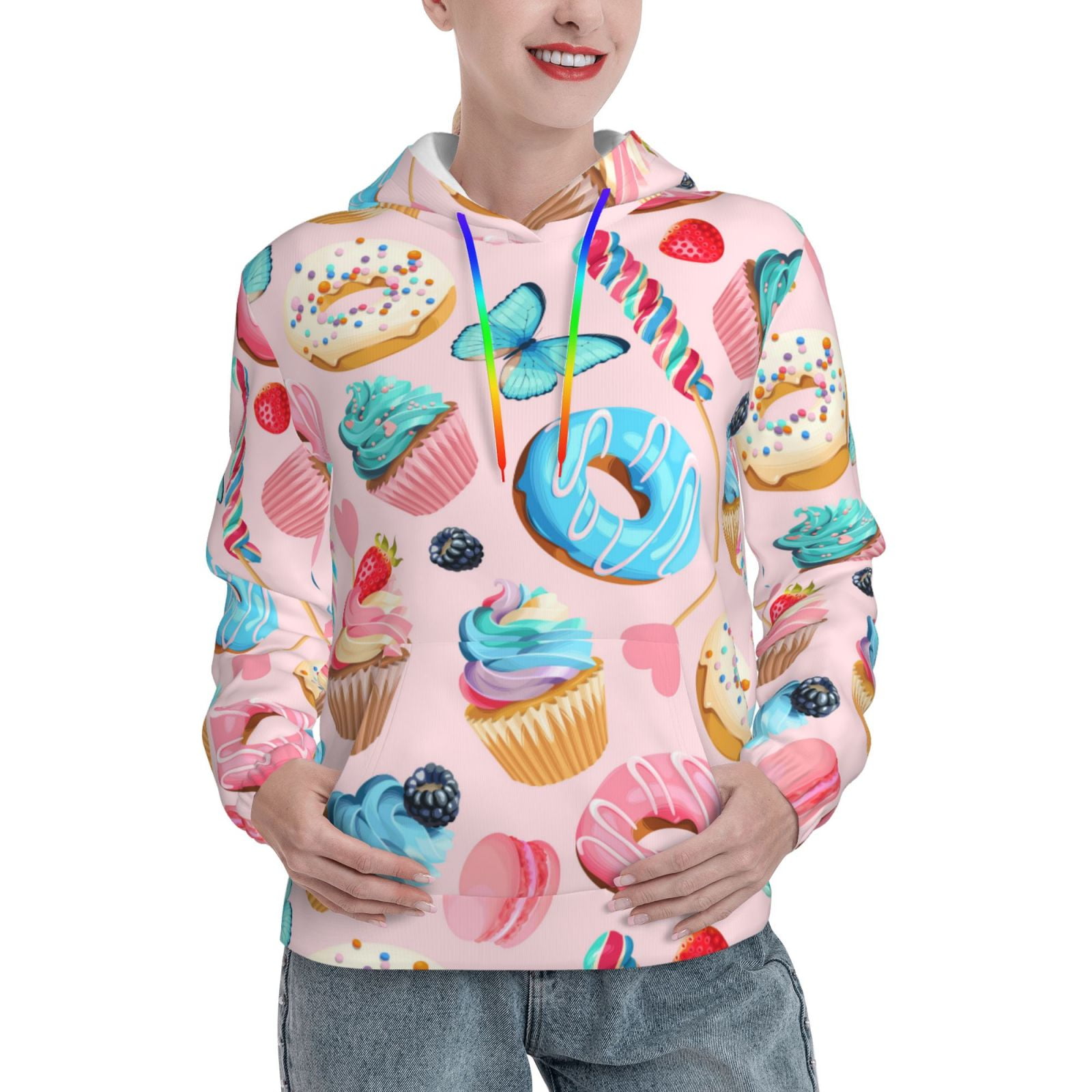 Cupcake Pattern Print Men Pullover Hoodie