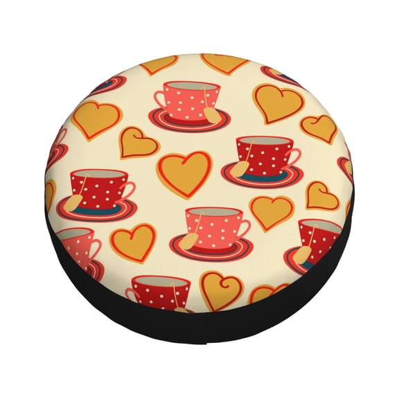 Fotbe Cups of Tea Spare Tire Cover Thickening Universal Fit for Jeep, Trailer, RV, SUV, Truck, Tough Tire Wheel Soft Cover-14 inch