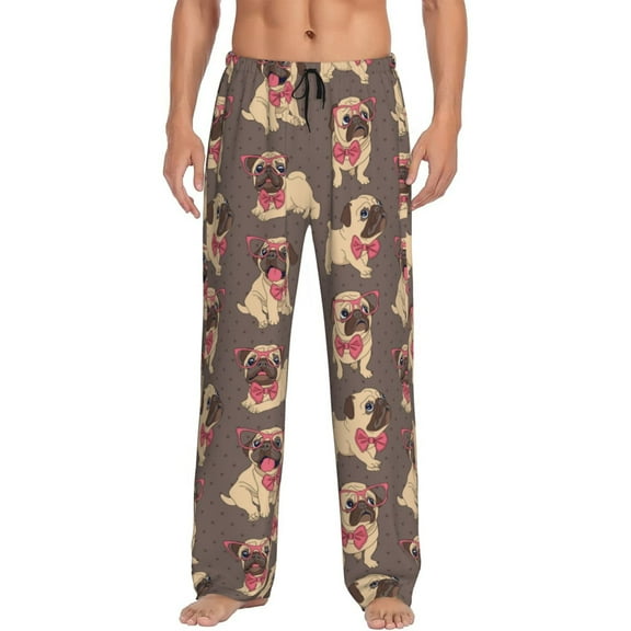 Fotbe Cut Pug Men's Pajama Pants,Sleepwear Pants,Pj Bottoms Drawstring And Pockets-Small