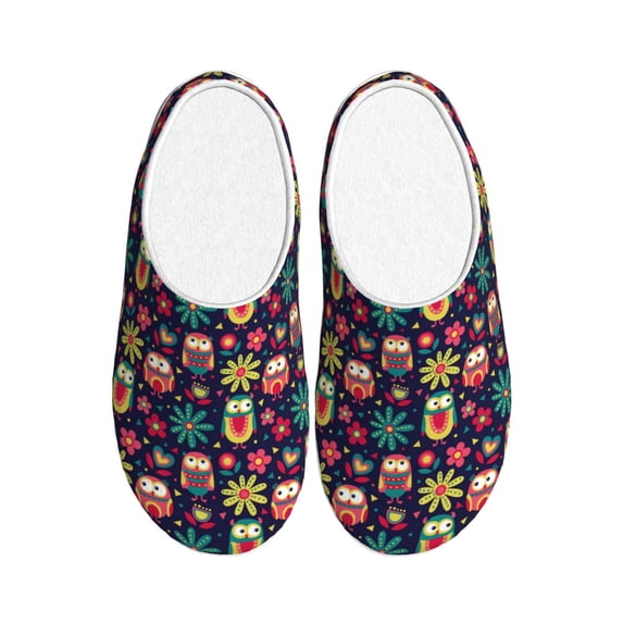 Fotbe Cute Animal Pattern Women's Fuzzy Curly Fur Memory Foam Loafer Slippers Indoor Outdoor Slippers Winter Home Shoes-44/45