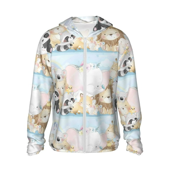 Fotbe Cute Animals Men's Women's UPF 50  Sun Protection Jacket Hooded Cooling Shirt with Pockets Hiking Outdoor Performance-XX-Large