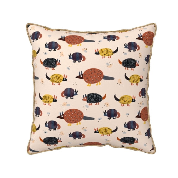 Fotbe Cute Armadillo1 Pattern Velvet Decorative Throw Pillow Covers with Elegant Piping, Soft Plush Cushion Cover for Sofa, Bed, Car, Office-16"x16"