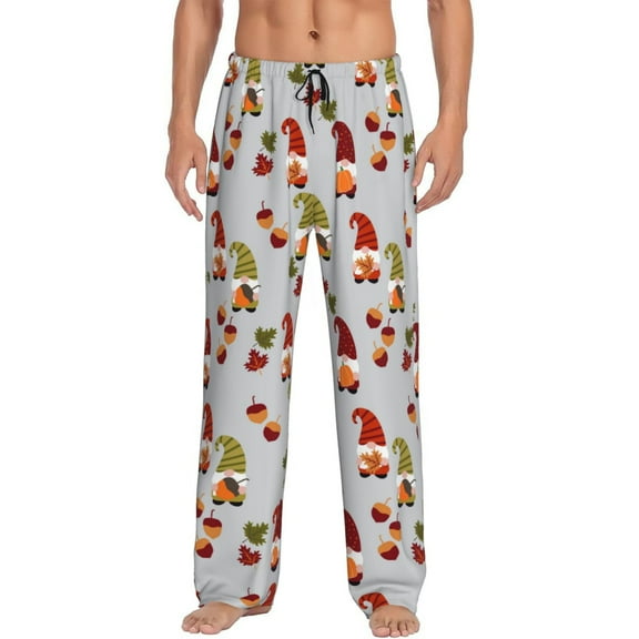 Fotbe Cute Autumn Gnomes Men's Pajama Pants,Sleepwear Pants,Pj Bottoms Drawstring And Pockets-X-Large