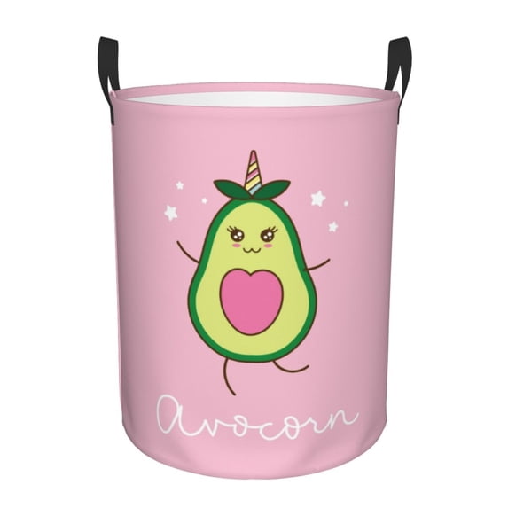 Fotbe Cute Avocado Laundry Basket with Handles, Waterproof Large Laundry Hamper, Wash Bag for Corner Dorm, Rolling Laundry Basket with Handles-Small