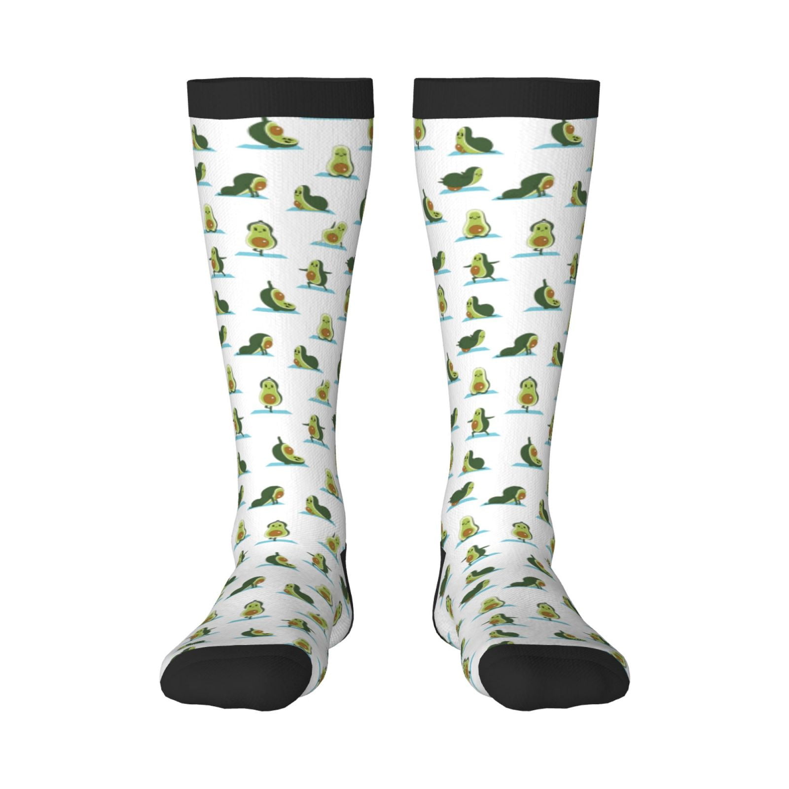 Fotbe Cute Avocado Yoga print Women's Men's Novelty Crew Socks Cotton