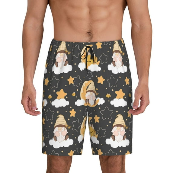 Fotbe Cute Bee Gnome Pajama Shorts for Men, Men's Pajama Bottoms, Sleepwear,Short Pajama Pants-4X-Large