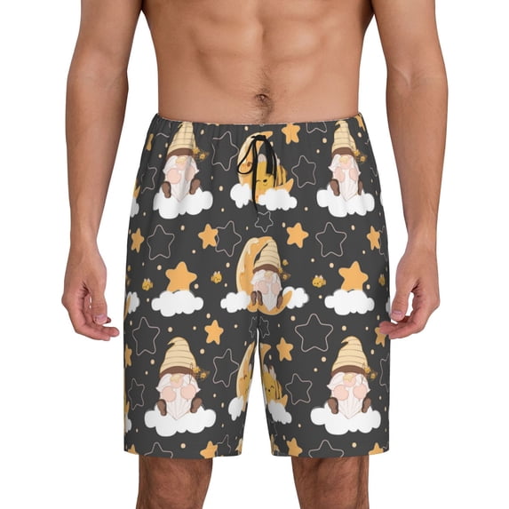 Fotbe Cute Bee Gnome Pajama Shorts for Men, Men's Pajama Bottoms, Sleepwear,Short Pajama Pants-X-Large