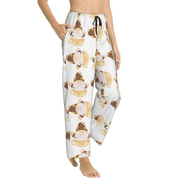 Fotbe Cute Bee Gnome Women's Pajama Pants,Sleepwear Pants,Pj Bottoms Drawstring And Pockets-Large