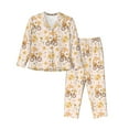thumbnail image 1 of Fotbe Cute Bee Gnome1 Pattern Long Sleeve Pajama Set for Women,Sleepwear Set,2-piece Loungewear Set,Soft PJs Comfy Nightwear with Pockets -, 1 of 7