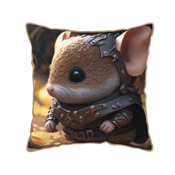 Fotbe Cute Big-Eared Mouse Pattern Velvet Decorative Throw Pillow Covers with Elegant Piping, Soft Plush Cushion Cover for Sofa, Bed, Car, Office-18"x18"