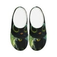 thumbnail image 1 of Fotbe Cute Big-Eyed Black Cat Pattern Women's Fuzzy Curly Fur Memory Foam Loafer Slippers Indoor Outdoor Slippers Winter Home Shoes-46/47, 1 of 7