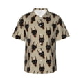 thumbnail image 1 of Fotbe Cute Black Dog Hawaiian Shirt for Men Unisex Summer Beach Casual Short Sleeve Cotton Linen Button Down Shirts-Small, 1 of 5