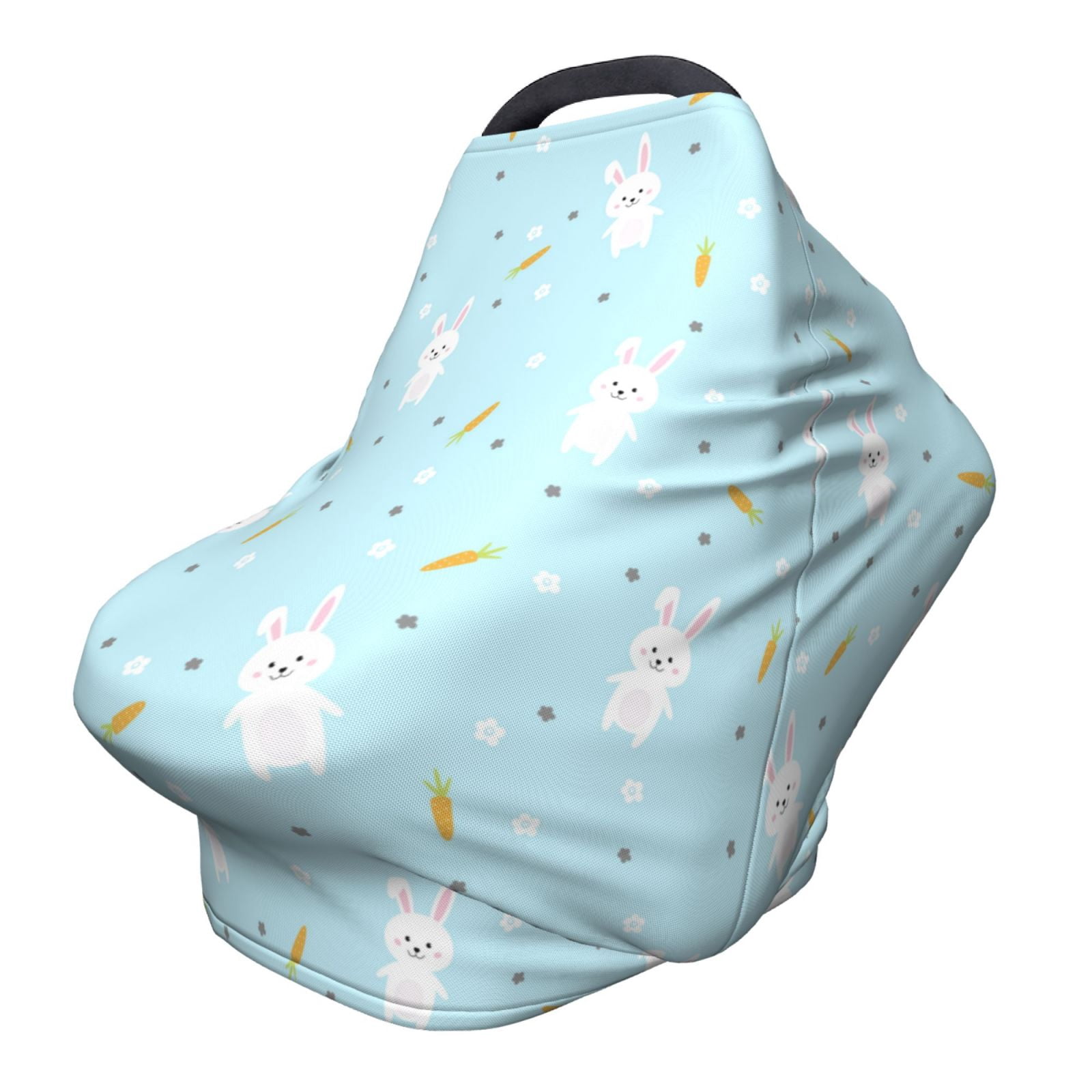 Fotbe Cute Bunny Pattern Car Seat Covers for Babies, Nursing Breastfeeding Cover Infant Carseat Canopy, Soft Stretchy Carrier Cover