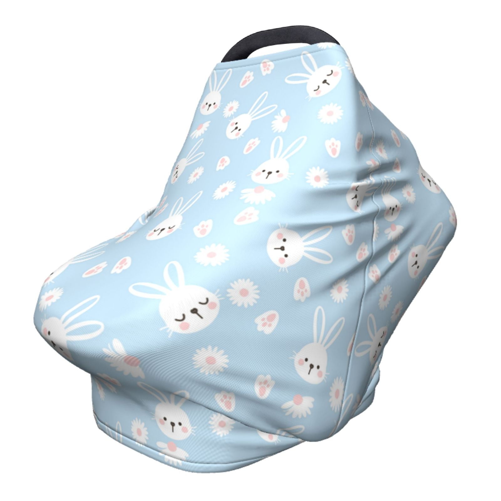 Fotbe Cute Bunny Pattern Car Seat Covers for Babies, Nursing Breastfeeding Cover Carseat Canopy, Soft Stretchy Carrier Cover