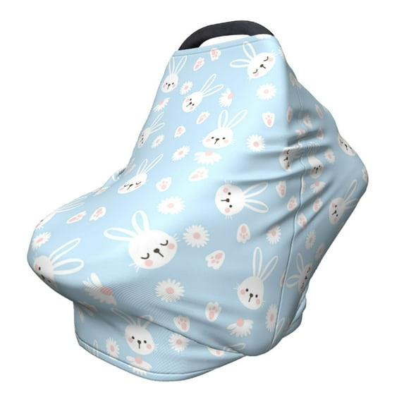 Fotbe Cute Bunny Pattern Car Seat Covers for Babies, Nursing Breastfeeding Cover Carseat Canopy, Soft Stretchy Carrier Cover