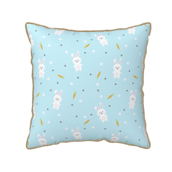 Fotbe Cute Bunny Pattern Velvet Decorative Throw Pillow Covers with Elegant Piping, Soft Plush Cushion Cover for Sofa, Bed, Car, Office-16"x16"