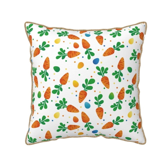 Fotbe Cute Carrot Pattern Velvet Decorative Throw Pillow Covers with Elegant Piping, Soft Plush Cushion Cover for Sofa, Bed, Car, Office-16"x16"