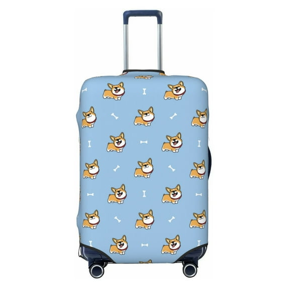 Fotbe Cute Cartoon Corgi Luggage Cover Protector,Suitcase Protector,Scratch and Dirt Resistant,Fits 18-32 Inch Luggage-Small