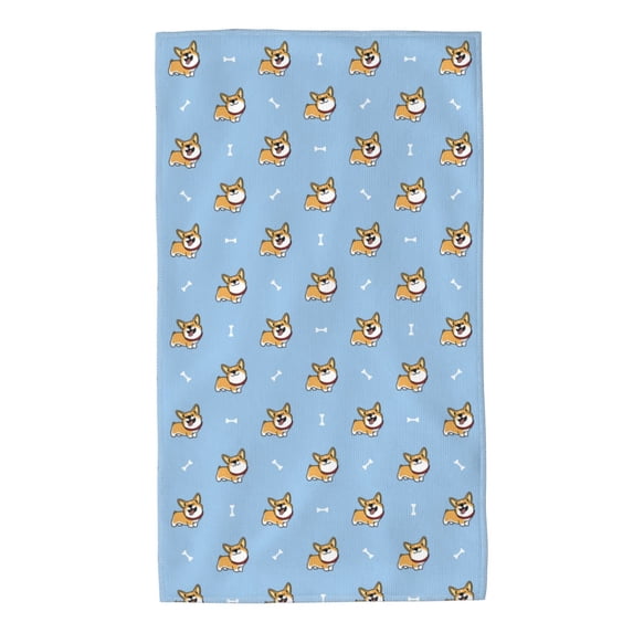 Fotbe Cute Cartoon Corgi Pattern Premium Towels , (27.5x16in) Lightweight and Highly Absorbent Quick Drying Microfiber Towel, Perfect for Daily Use