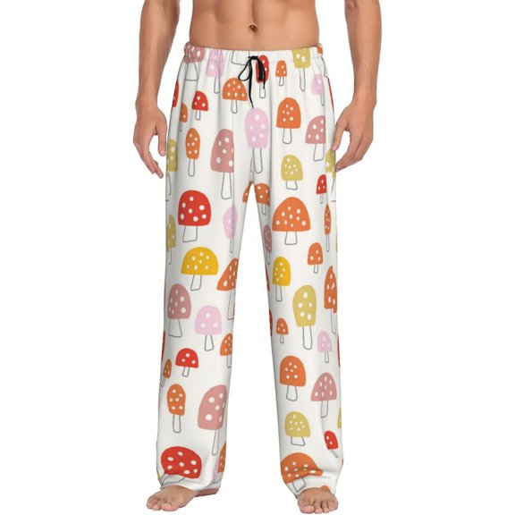 Fotbe Cute Cartoon Mushrooms Men's Pajama Pants,Sleepwear Pants,Pj Bottoms Drawstring And Pockets-Medium