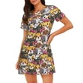 thumbnail image 1 of Fotbe Cute Cat Pattern Women's Cotton Nightgown Sleepwear Short Sleeves Shirt Casual Print Sleepdress, 1 of 6