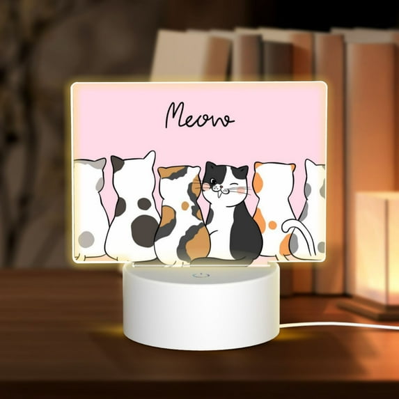 Fotbe Cute Cats Pattern Acrylic Night Light Gift with 3 Color ModesTouch-Sensitive LED Lamp Perfect Gift for Mother's Day, Birthday, or Christmas
