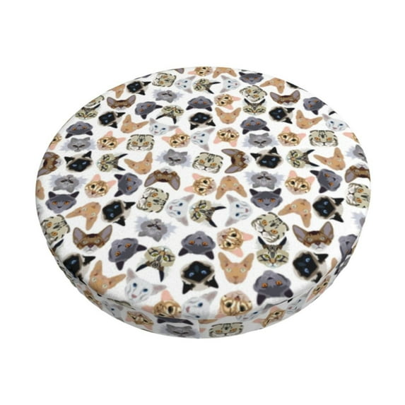 Fotbe Cute Cats Stool Covers Round,Waterproof Round Bar Stool Covers Bar Chair Covers Washable Stool Cushion Slipcover for 12-14 Inch Chair-