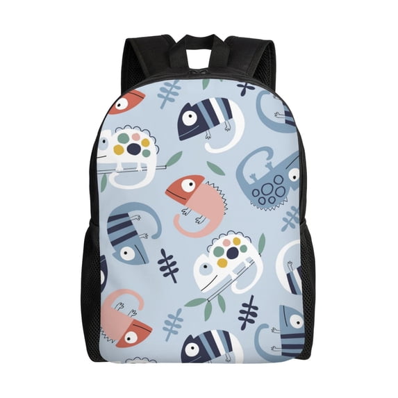 Fotbe Cute Chameleons On Blue Travel Laptop Backpack, Business Slim Sturdy Laptops Backpack, Water Resistant College School Computer Bag Gift for Men & Women Fits 15.6 Inch Notebook