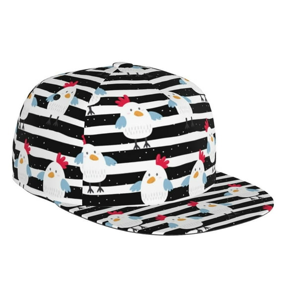 Fotbe Cute Chicken Flat Bill Visor Cap Classic Snapback Hat Polyester Foam Trucker Hat Trucker Cap Adjustable Baseball Cap