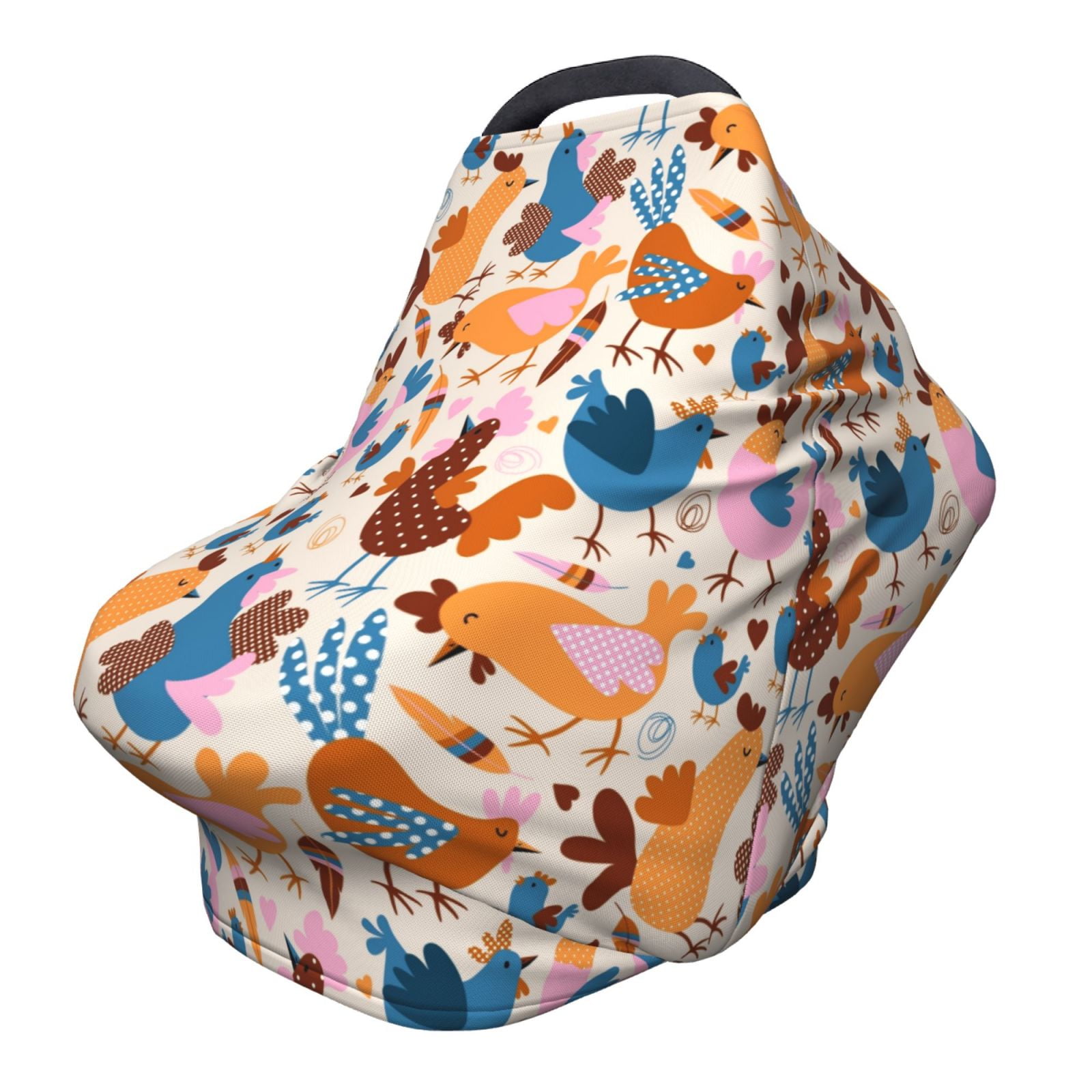 Fotbe Cute Chickens Pattern Car Seat Covers for Babies, Nursing Breastfeeding Cover Infant Carseat Canopy, Soft Stretchy Carrier Cover