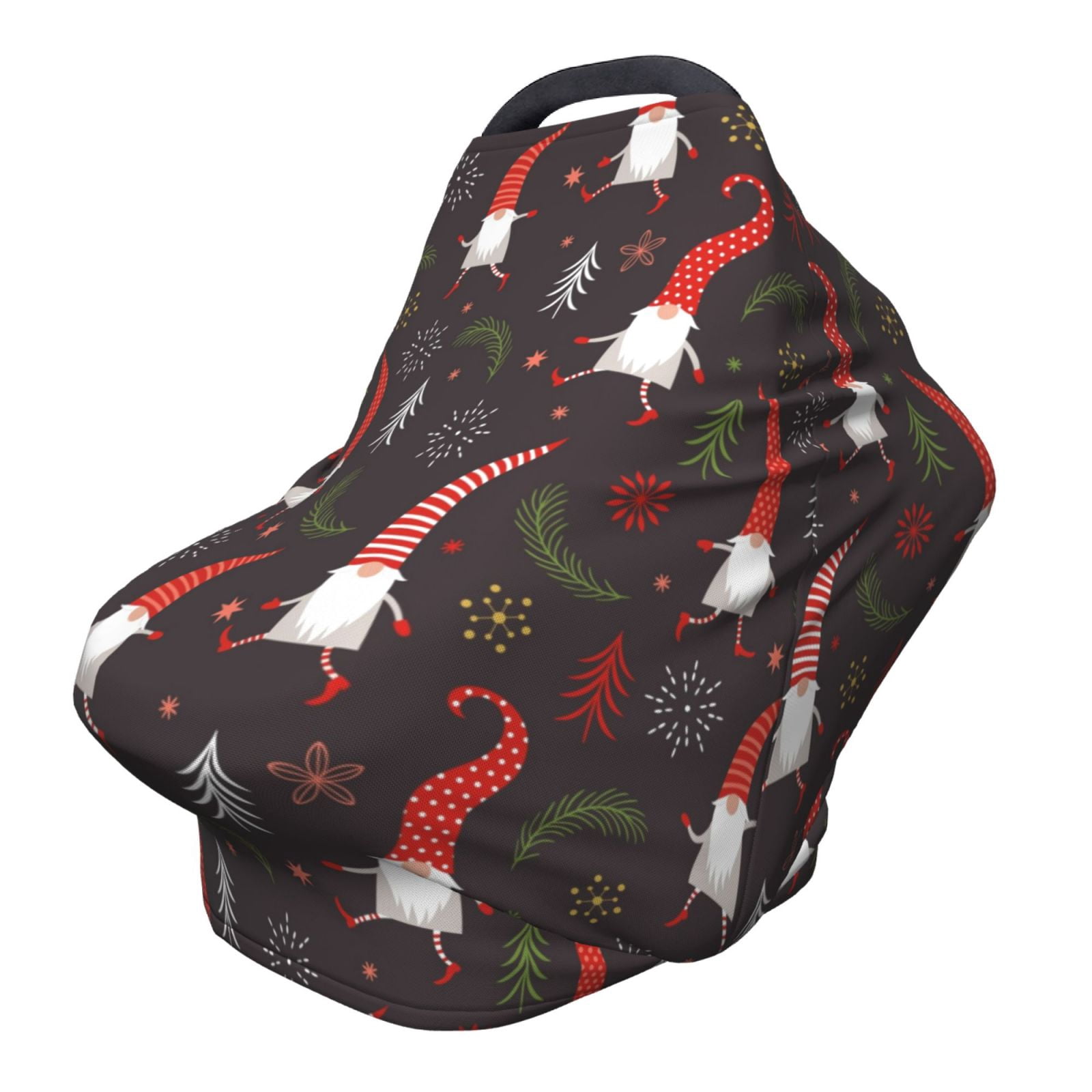 Fotbe Cute Christmas Gnomes Pattern Car Seat Covers for Babies, Nursing Breastfeeding Cover Infant Carseat Canopy, Soft Stretchy Carrier Cover