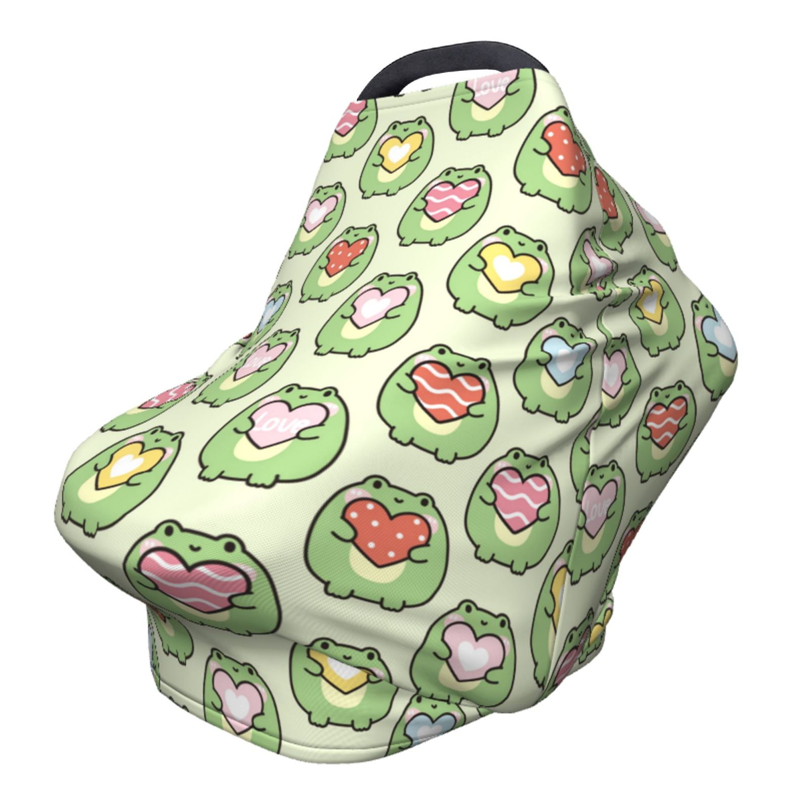 Fotbe Cute Chubby Frog Pattern Car Seat Covers for Babies, Nursing Breastfeeding Cover Infant Carseat Canopy, Soft Stretchy Carrier Cover