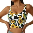 thumbnail image 1 of Fotbe Cute Cow Print Sunflower D Pattern Womens' Sports Bra Longline Wirefree Padded with Medium Support Sports Moisture-Wicking Workou Vest,Tank Top-Medium, 1 of 7