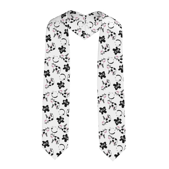 Fotbe Cute Cow and Milk Stains Printed Class of 2024 Graduation Stole