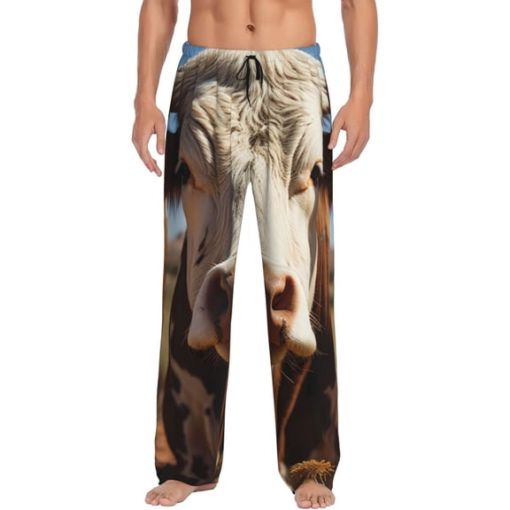 Fotbe Cute Daisy Cow Men's Pajama Pants,Sleepwear Pants,Pj Bottoms Drawstring And Pockets-Small