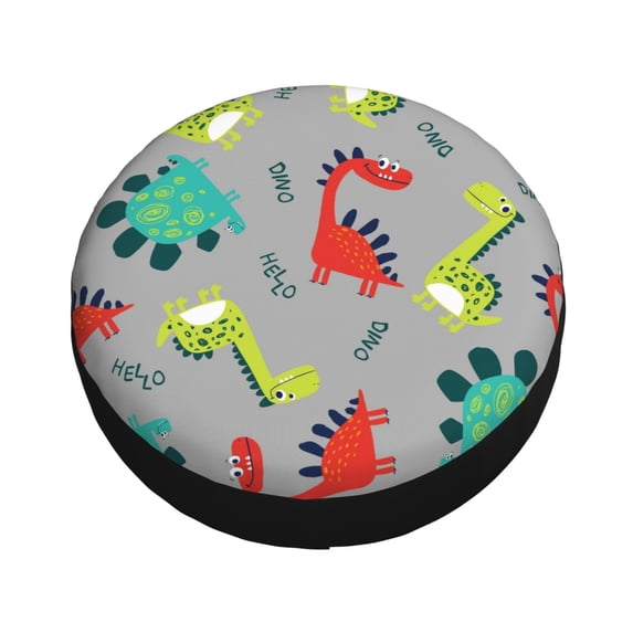 Fotbe Cute Dinosaur Spare Tire Cover Thickening Universal Fit for Jeep, Trailer, RV, SUV, Truck, Tough Tire Wheel Soft Cover-17 inch
