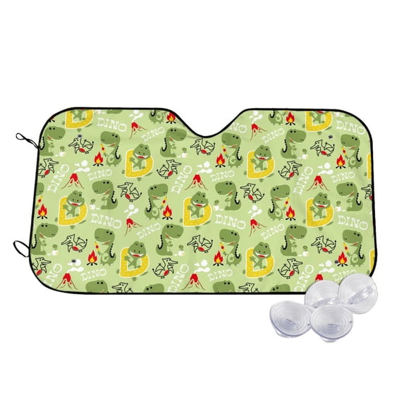 Fotbe Cute Dinosaurs Cartoon Car Windshield Sunshade | Sun Visor Protector Front Window Shade, Keeps Out UV Rays, Keeps Your Vehicle Cool-Medium